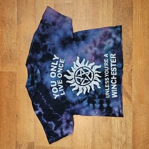 Supernatural Hot Topic tie dye cropped t-shirt